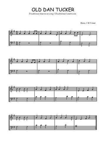 Téléchargez l'arrangement pour piano de la partition de Old Dan Tucker en PDF